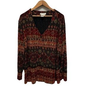 Vintage USA Coldwater Creek Plus Size 3X Buttoned Blouse Sweater Floral 90s Y2K
